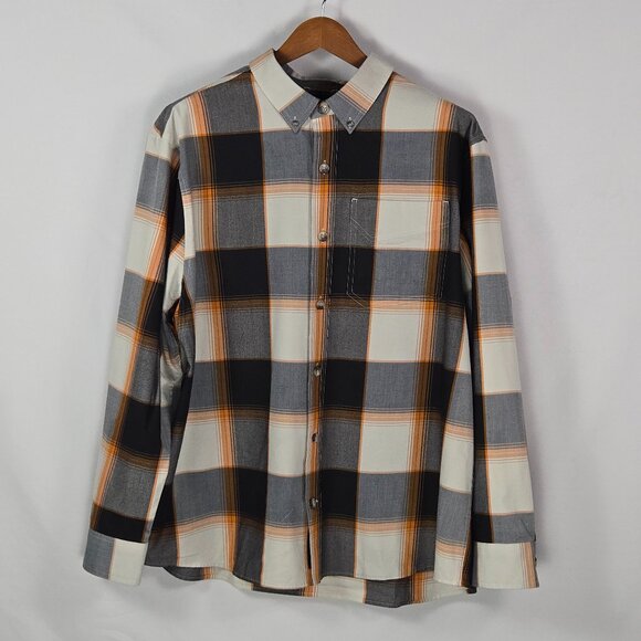 Alaskan Hardgear XL Plaid Flannel Shirt Duluth Trading Orange Gray Workwear - Picture 1 of 15